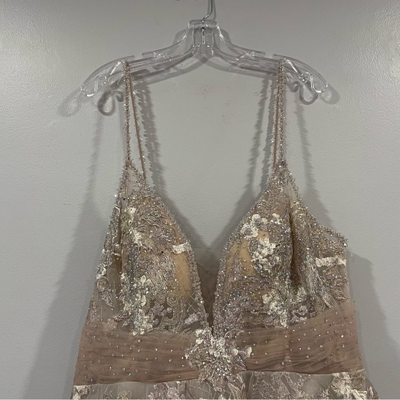 Mac Duggal 20211 Dusty Rose Beaded Faux Wrap Gown 16 - Picture 3 of 11